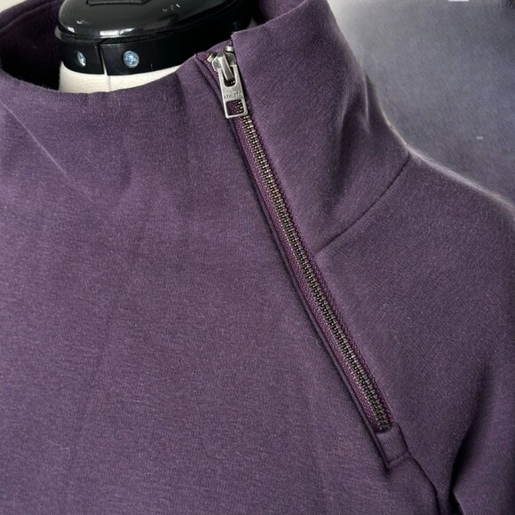 ATHLETA Cozy Karma Asymmetrical Pullover Sweatshirt Deep Purple Cabin Fall XS - Picture 5 of 9